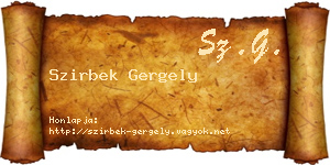 Szirbek Gergely névjegykártya